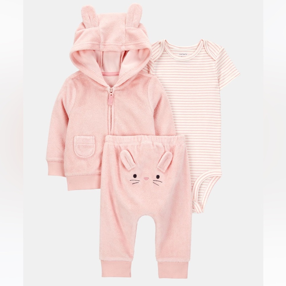Carter's Infant Pink Bunny Matching Set Size 9 Months, NWT